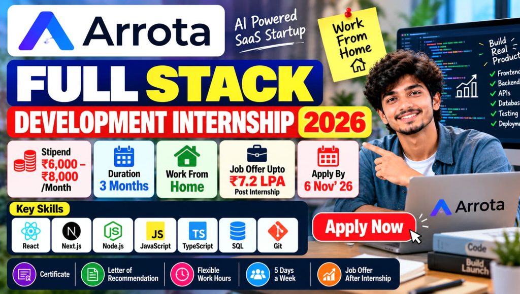 Arrota Full Stack Development Internship 2026 Work From Home