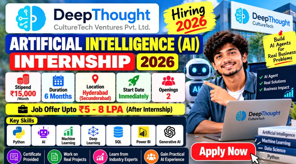 DeepThought AI Internship 2026 Hyderabad ₹15,000 Monthly Stipend