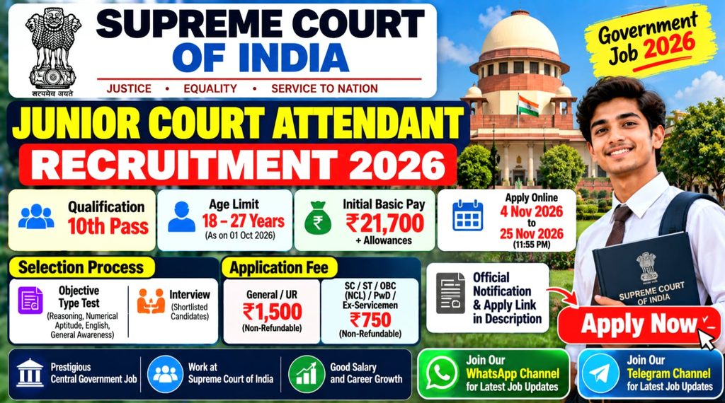 Supreme Court of India Junior Court Attendant Recruitment 2026