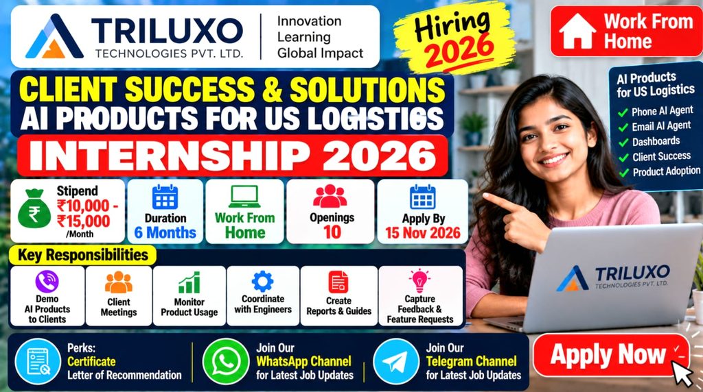 Triluxo Technologies Client Success AI Products Internship 2026 Work From Home